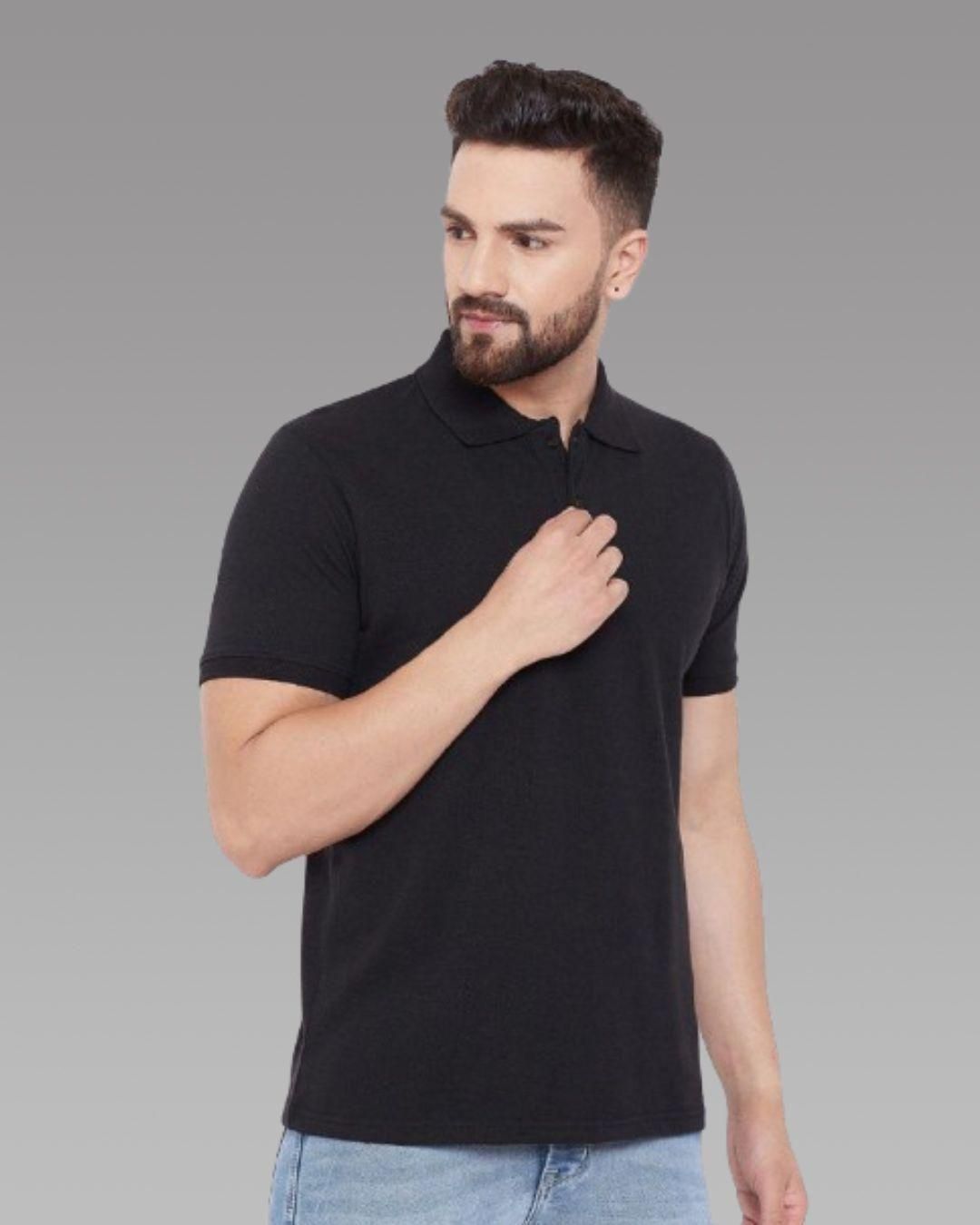 Cotton Blend Solid Half Sleeves Polo T-Shirt