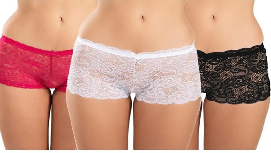 Ladies Net Nylon Lace Underwear (Pack of 3)